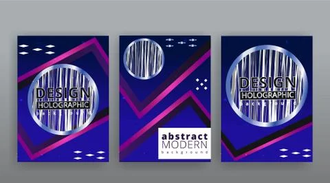 Abstract page templates set, retro wave creative hipster, silver metalic tech Stockillustratie