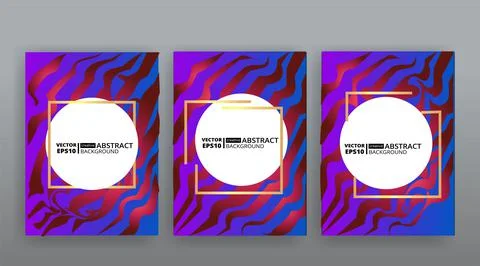 Abstract page templates set, retro wave creative hipster, neon and gradient c Stock Illustration