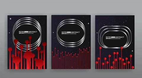 Abstract page templates set, retro wave creative hipster, neon and gradient c Stock Illustration