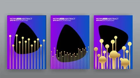 Abstract page templates set, retro wave creative hipster, neon and gradient c Stock Illustration