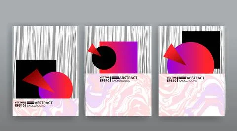 Abstract page templates set, retro wave creative hipster, neon and gradient c Stock Illustration