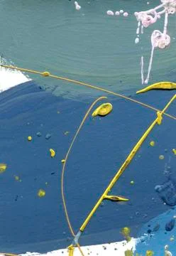 Abstract pained canvas. Sky effect, horizont acrylic splashes Stock Illustration