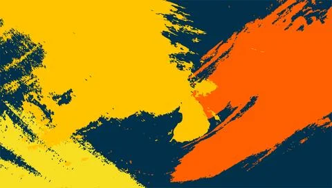 Abstract Paint Brush Background with Bold Yellow and Orange Texture Stock Illustration