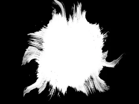 Abstract paint brush stroke shape white ink splattering flowing and washing Stock Footage