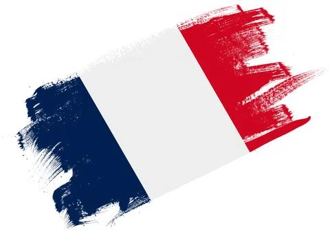 Abstract paint brush textured flag of france on white background Illustrazione stock