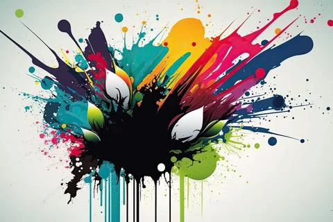 Abstract paint color background with splashes, oil paint Stock Illustration