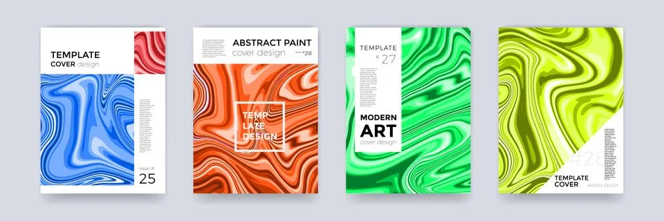 Abstract paint design marble texture template set vector color fluid splash b Stock Illustration