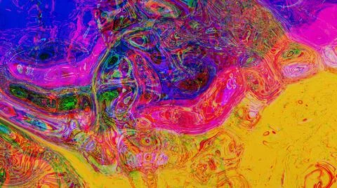 Abstract Paint Ink In Motion. Psychedelic Background Footage. Colorful Spots. Stock Illustration