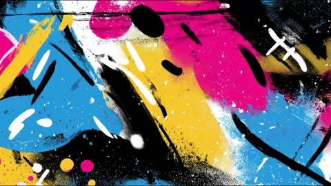 Abstract Paint Splash Background With Yellow Magenta and Blue Brush Marks 스톡 동영상 315513672