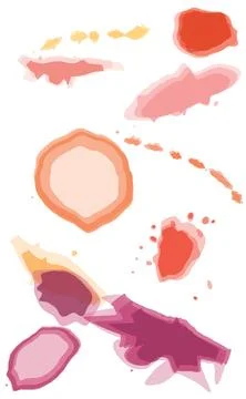 Abstract paint splatter set featuring warm orange red and yellow tones for .. Stock Illustration