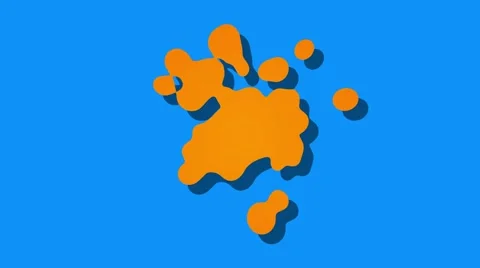 Abstract paint splatter style blobs cartoon motion background orange blue Video stock 62510885