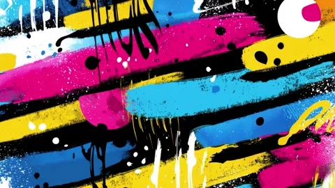 Abstract Paint Stripe Background With Neon Drips and Horizontal Bands Stock-Footage 315513522
