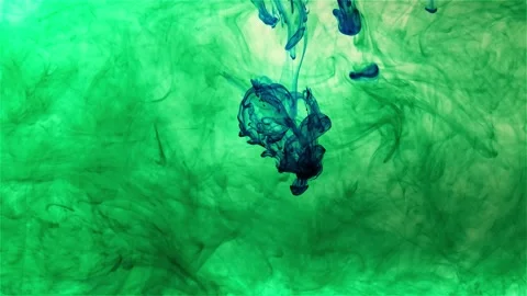 Abstract paint in Water 03 blue in green 60fps Stock Footage