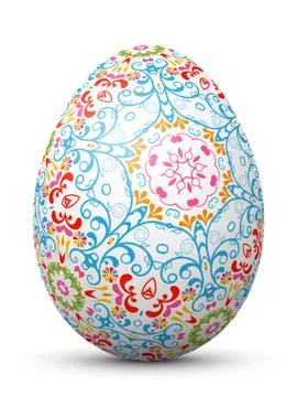 Abstract Painted 3D Easter Egg with Beautiful Pattern - Texture. Stock Illustration