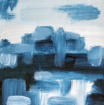 Abstract painted background with brush strokes of blue. Blue painting. Stock Illustration