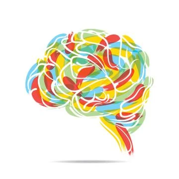 Abstract painted brain design vector 스톡 일러스트