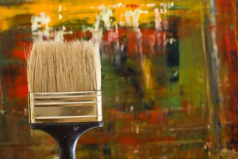 Abstract painted canvas. Oil paints on a palette Stock Photos