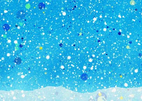 Abstract painted falling snowflakes background Stock Illustration