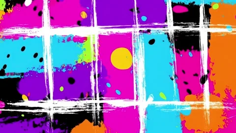 Abstract Painted Grid Background With White Lines and Neon Color Blocks Stock Footage 315511917