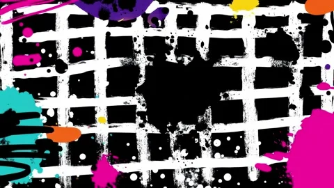 Abstract Painted Grid Background With White Lattice on Black 스톡 동영상 315512245