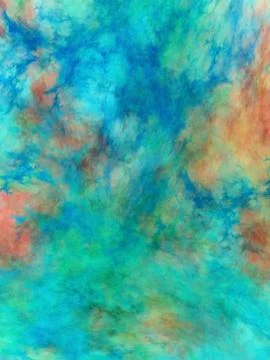 Abstract painted texture. Chaotic blue, green and brown strokes. Fractal back Stock Illustration