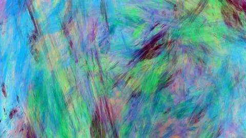 Abstract painted texture. Chaotic blue, green and violet strokes. Fractal bac Stock Illustration