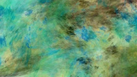 Abstract painted texture. Chaotic blue, green and brown strokes. Fractal back Stock Illustration