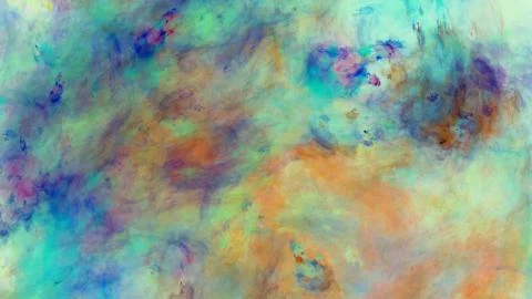 Abstract painted texture. Chaotic blue, green and orange strokes. Fractal bac Stock Illustration