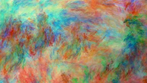 Abstract painted texture. Chaotic blue, green and orange strokes. Fractal bac Stock Illustration