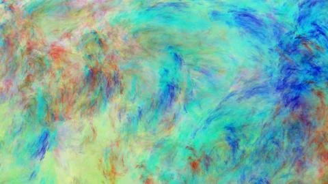 Abstract painted texture. Chaotic blue, green and brown strokes. Fractal back イラスト素材
