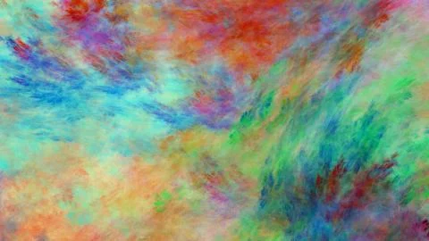 Abstract painted texture. Chaotic blue, green and orange strokes. Fractal bac Stock Illustration