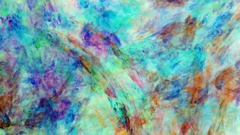 Abstract painted texture. Chaotic blue, green and brown strokes. Fractal back Stock Illustration