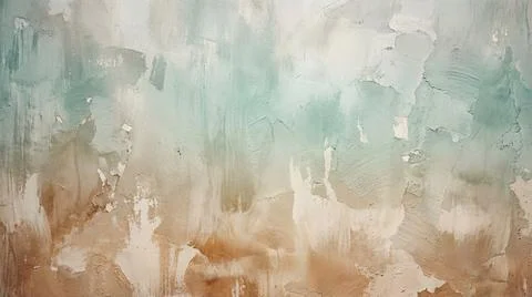 Abstract painted wall with teal and beige brush strokes creating artistic d.. Stock Illustration