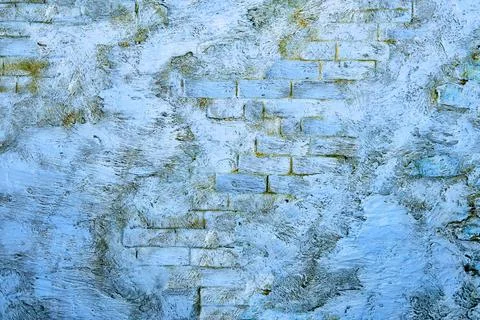 Abstract pale blue silver brick wall with waves spots Stock Illustration