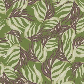 Abstract pale seamless doodle pattern with purple tropical leaves elements. G Stockillustratie