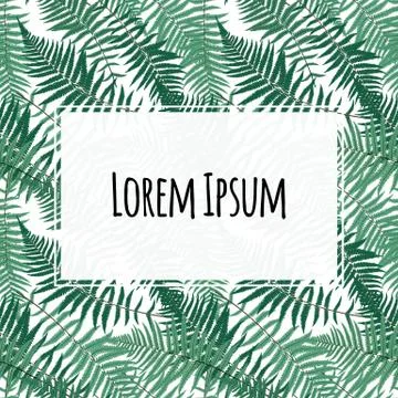 Abstract Palm Leaf Background with Frame. Vector Illustration Illustrazione stock