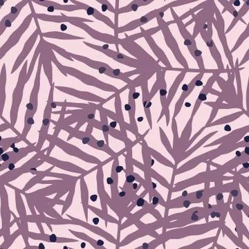 Abstract palm leaf seamless pattern on pink background. Exotic tropical fern  イラスト素材