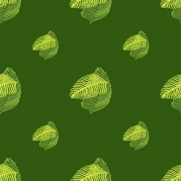 Abstract palm leaf seamless pattern with hand drawn foliage print. Simple Jun Illustrazione stock
