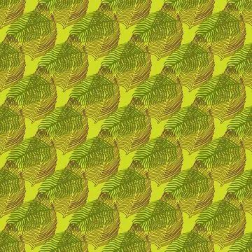 Abstract palm leaf seamless pattern with hand drawn foliage print. Simple Jun Illustrazione stock