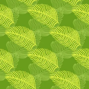 Abstract palm leaf seamless pattern with hand drawn foliage print. Simple Jun Illustrazione stock