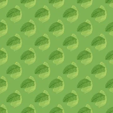 Abstract palm leaf seamless pattern with hand drawn foliage print. Simple Jun Illustrazione stock