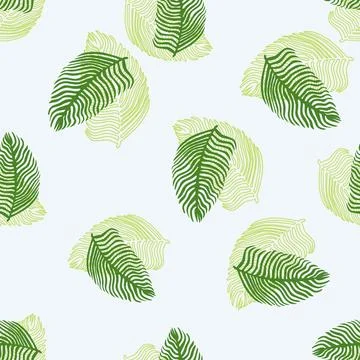 Abstract palm leaf seamless pattern with hand drawn foliage print. Simple Jun Illustrazione stock