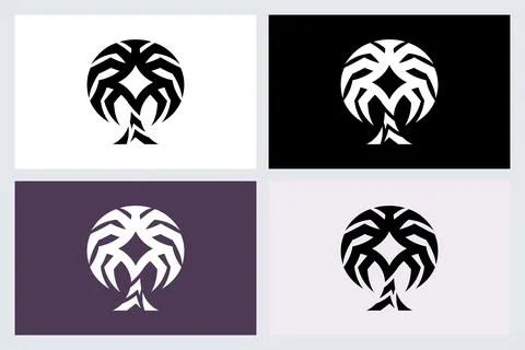 Abstract Palm Tree Icon Logo Design Set Stock Illustration