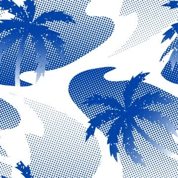 Abstract palm tree reflection on the water seamless pattern Illustrazione stock