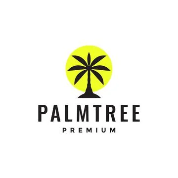 Abstract palm tree with sun light logo design Stockillustratie