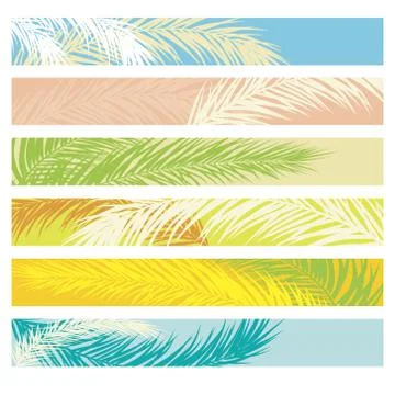 Abstract palm tree web banner set  Stock Illustration