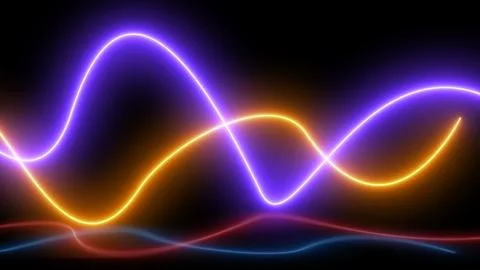 Abstract panoramic background, Realistic neon pink and blue wave with refle.. Stock Illustration