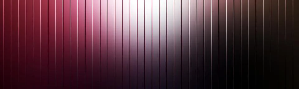 Abstract panoramic background with vertical metallic panels. Deep red and b.. Illustrazione stock
