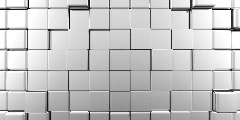 Abstract panoramic cubes 3d rendering Stock Illustration