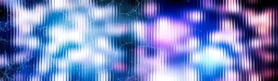 Abstract panoramic tech background with glowing vertical light streaks and .. 스톡 일러스트